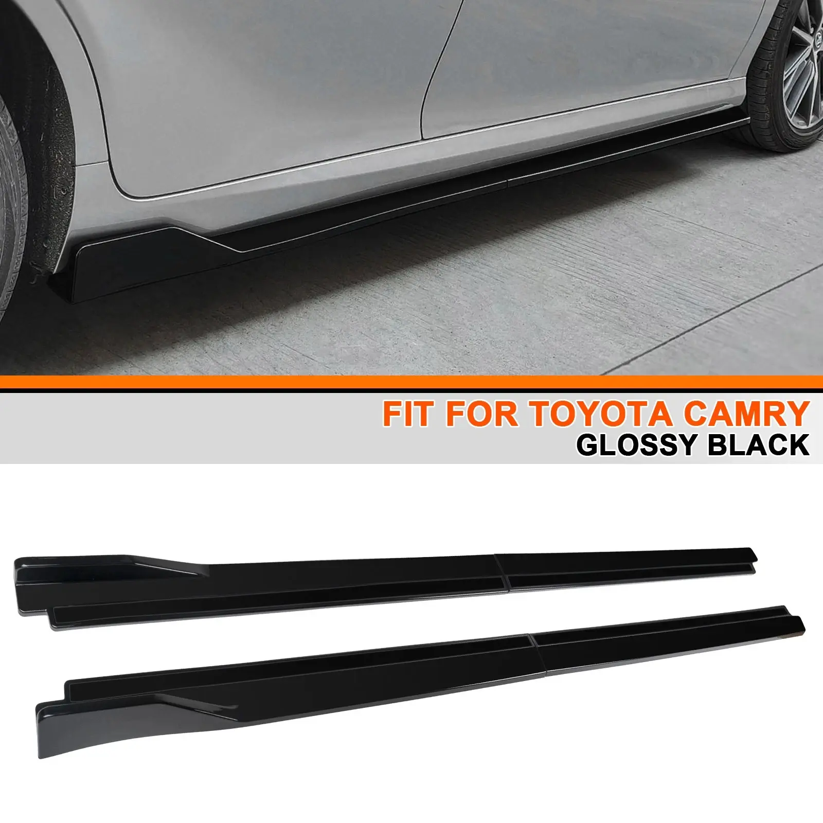 2018-2025 Toyota Camry LE SE XLE XSE 8th/9th Gen Side Skirts Extensions Gloss Black Rocker Panel Anti-Scratch Curb Protection Body Kit Accessories