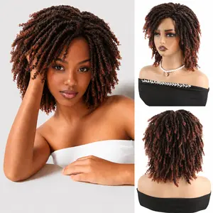Dreadlock Wigs for Black Women Fake Dreads Faux Locs Wig 14 Inch Short Twist Braided Wigs Afro Twist Curly Synthetic Loc Wig 350 Color