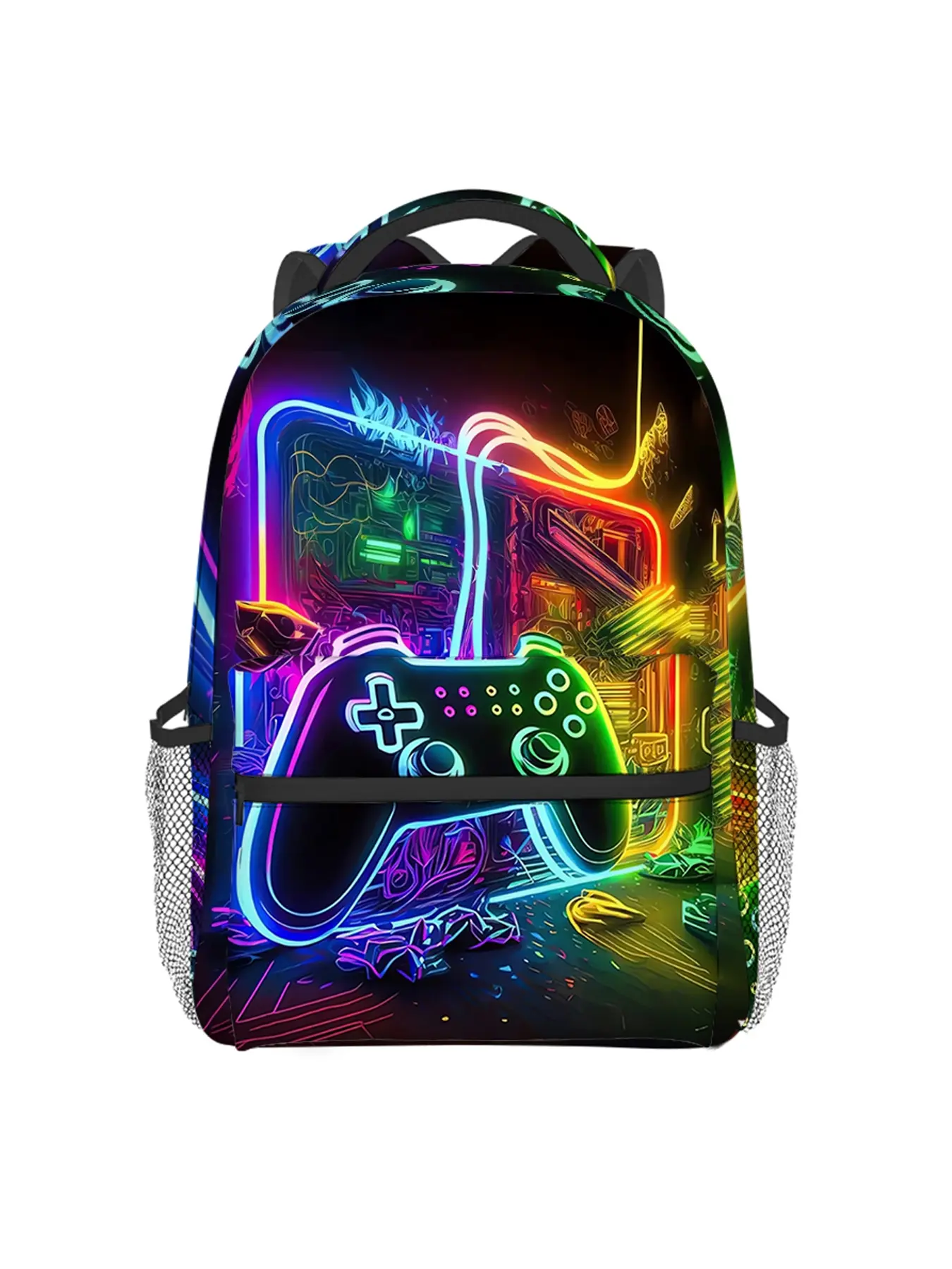 17-inch gamepad pattern full print backpack Zipper Backpack Casual Printed Backpack