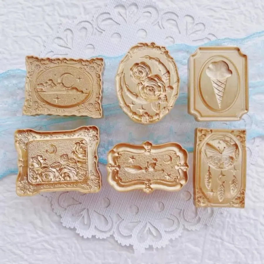 6pcs Vintage Wax Seal Stamp Accessories, Irregular Seal Heads for Envelopes, Wedding Invitations, Greeting Cards, Christmas Gifts, Office Stamps