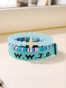 Natural Crystal Wwjd Bracelet Set, Beaded Bracelets, Healing Crystal Bracelet, Bohemian Beach Vacation Style, Anxiety Relief Spiritual Jewelry, Unisex Chakra Energy Balance Gift