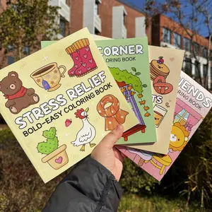 Cartoon Pattern Coloring Book, Coloring Gift Book, 2/4 Counts/set Stress Relief Coloring Book, Kill Time Graffiti Painting Drawing Art Book, Art Supplies for Adults & Teens