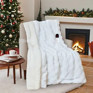 Electric Blanket Throw - Soft Checked Flannel With 6 Heating Levels  4 Hours Auto-off Fast Etl & Fcc Certified 50"x60" Overheating Protection Cozy Heated Throw(white)