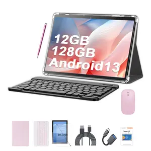 Android Tablet with 4g Sim Slot, 10.1-Inch Screen, Keyboard & Mouse Set, Deca-Core Processor, 12gb RAM, 128GB Storage, Type-C Cable Study or Work Tablet