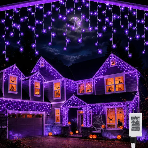 FLACCHI Icicle Hanging LED String Party Lights - 8 Different Modes, Waterproof, Connectable with Timer, Multi-Set Compatible, Festive Glow for Christmas, Wedding Decor, Outdoor Eaves Large Display