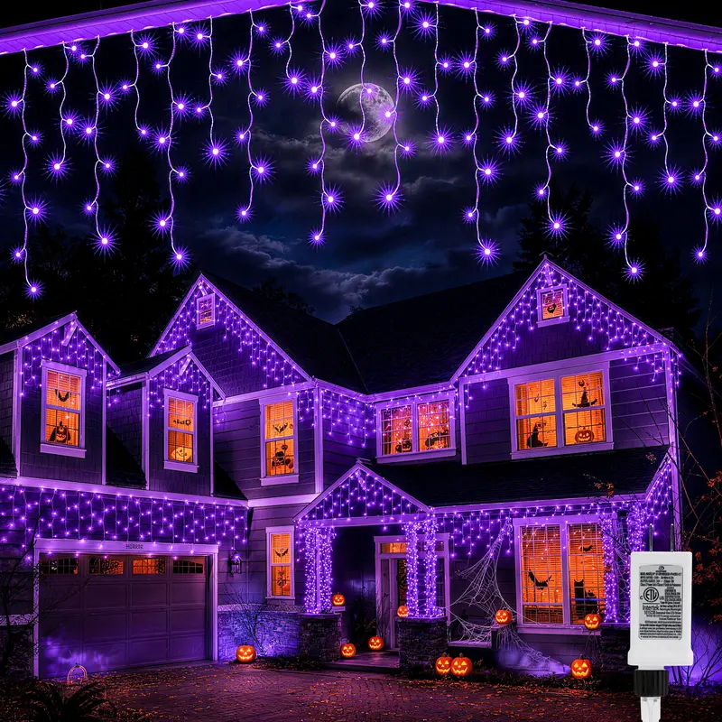 FLACCHI Icicle Hanging LED String Party Lights - 8 Different Modes, Waterproof, Connectable with Timer, Multi-Set Compatible, Festive Glow for Christmas, Wedding Decor, Outdoor Eaves Large Display
