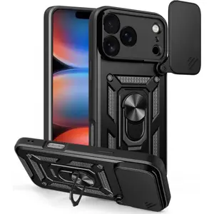 Phone Case for iPhone 17/16/15/14 Plus/13/12/11 Pro Max Case with Slide Camera Cover & Rotated Ring Kickstand Military Grade Shockproof High-Quality Luxury Phone Cases with Magnetic Car Mount Holder