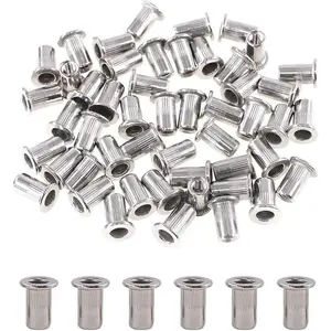 50 count 304 Stainless Steel M4 Flat  Threaded Rivetnut Insert Nutsert Rivet Nut Set (M4)