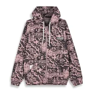 Grimey Peace Within All Over Print Regular Lilac Zipper Hoodie, Hoodie and Sweatpant Set for Youth & Adults Full-Print 100% Polyester Soft Comfortable Unisex Fit