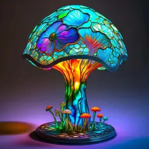 Magical LED Colorful Mushroom Lamp Ornament Creative Home Night Light Decoration Resin
