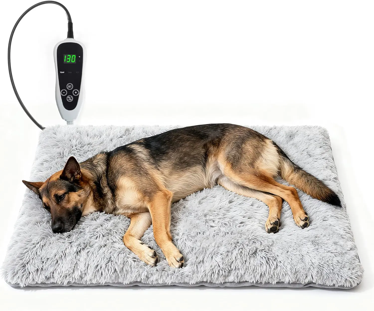 Puppy Heating Pad 28x18 in with  Thermostat  and Power Line Protection Tube,Obtained MET and UL Dual Certification, Pet Heating Pad for Dogs - Gray