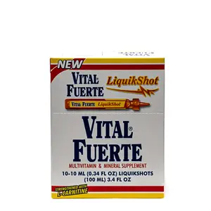 Vital Fuerte LiquikShot Multivitamin & Mineral Supplement with L-Carnitine 10 Vials 10 mL Each for Energy Boost and Health Maintenance - Healthcare