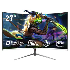 27" Curved 180/165Hz Gaming Monitor, FHD 1920x1080P,  Computer Monitor, 1800R VA Screen, 120% sRGB, AMD FreeSync, HDMI & DP, Wall Mount Install-White Fhd Ips