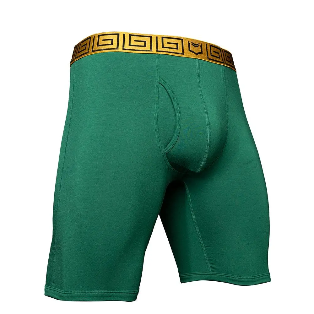 SHEATH V Men's 8in Long Sports Boxer Briefs - Dual Pouch Athletic Underwear Anti-Chafe Moisture-Wicking Compression for Running Gym Workout