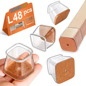 48 Pcs Chair Leg Protector Silicone,Chair Leg Pads, Furniture Leg Protector, Tile Floors Furniture Feet Reduce Noise (Clear L Fit 1"-1.42")
