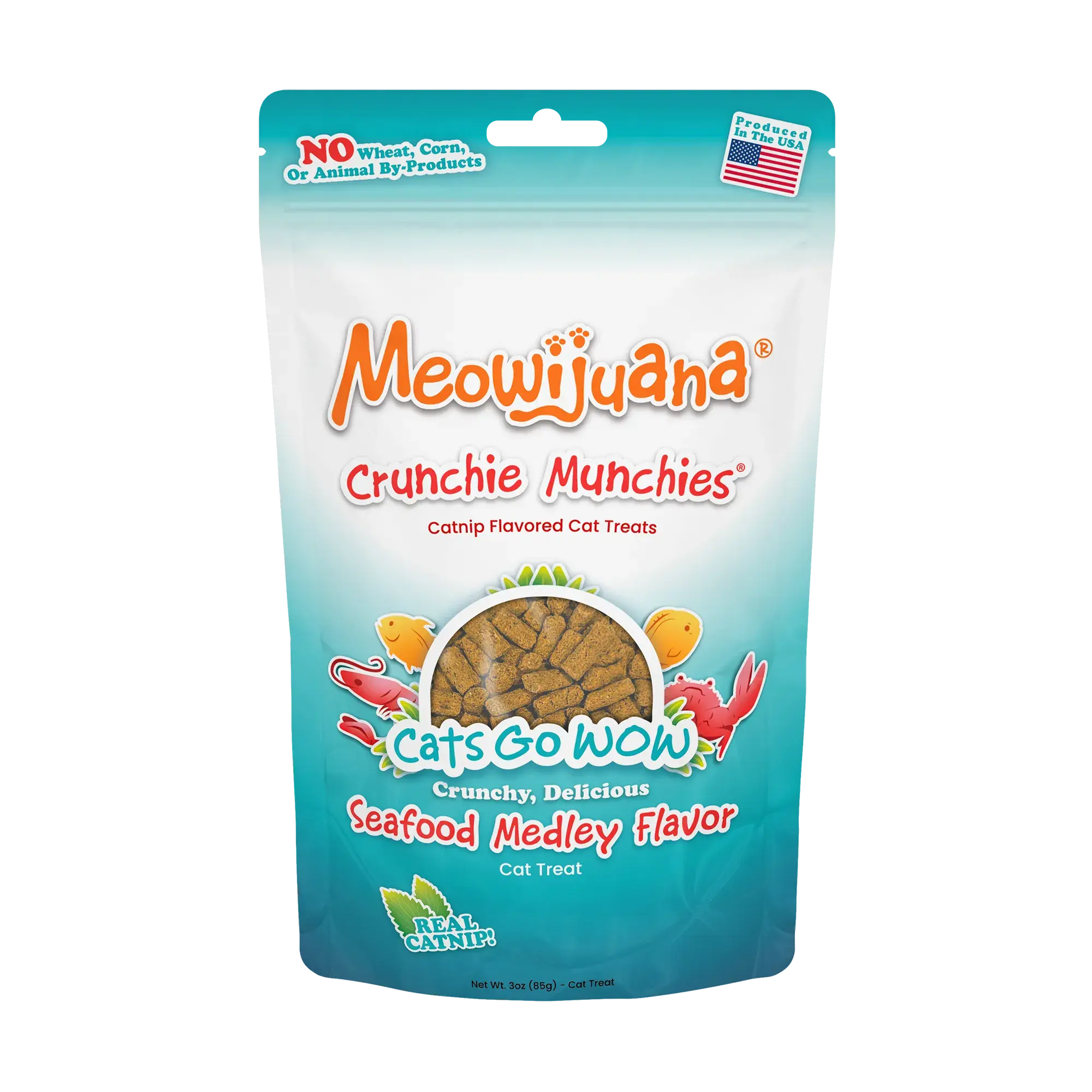 Meowijuana Crunchie Munchies - Seafood and Catnip Flavor Cat Treats