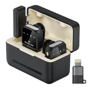 Wireless Omnidirectional Lavalier Lapel Microphone - Rechargeable with Charging Case, USB-Powered for iPhone, iPad, Android Devices, Smartphone Mobile Recording