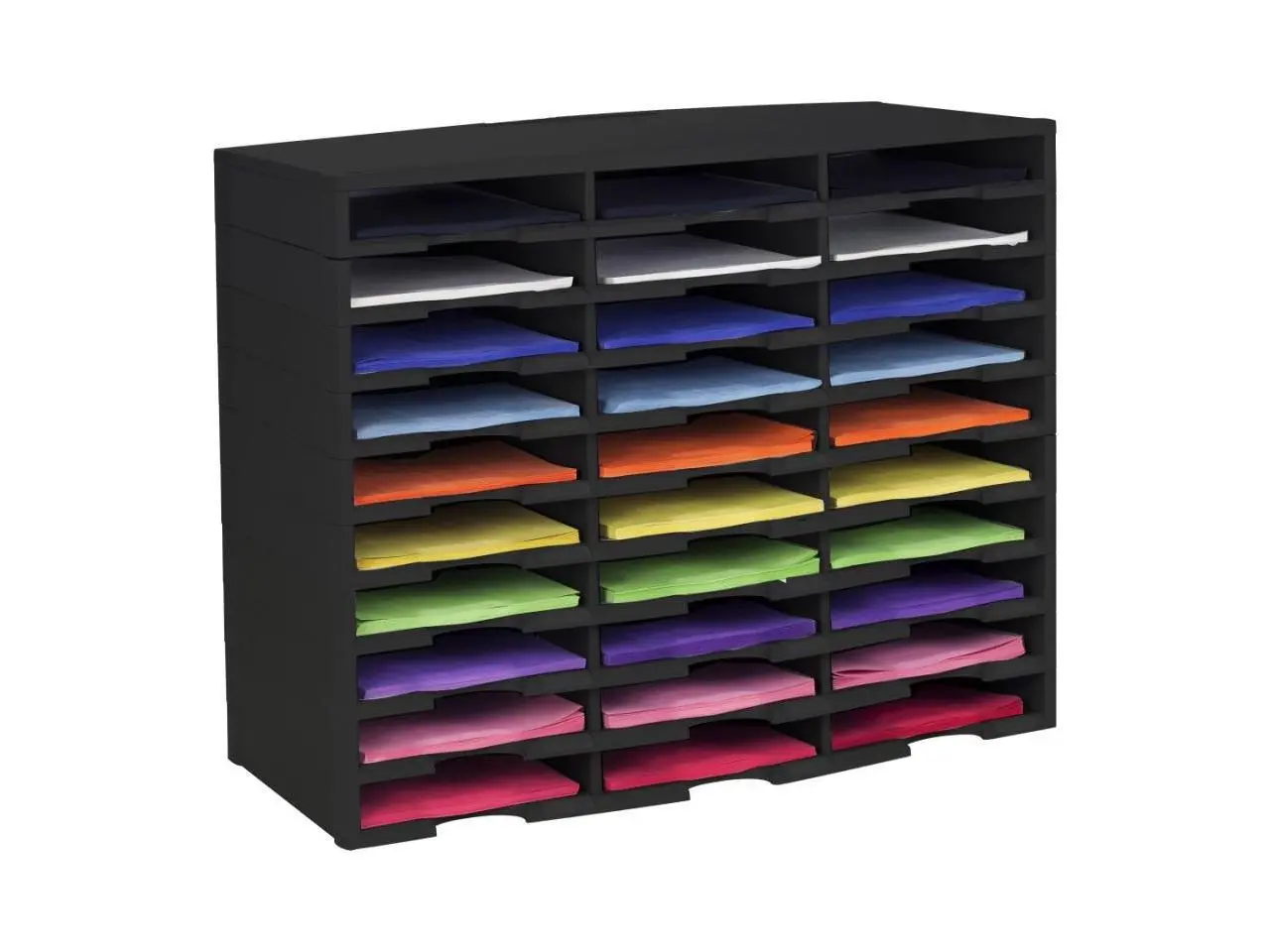 Storex 61419U01C 30-Compartment Literature Organizer, Black