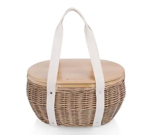Beach State Castaway Woven Insulated Picnic Basket with Lid