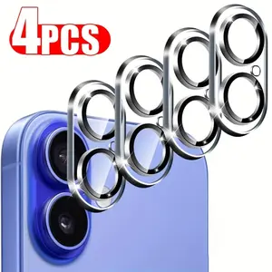 Full Coverage Lens Protector, 4 Counts HD Camera Lens Protector, Crystal Clear Images, Phone Lens Protective Film Compatible with iPhone 16 Plus 16 Pro Max, Cases, Cellphone Accessories