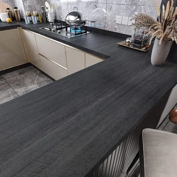 Self Adhesive Vinyl Sticky Wallpaper - Textured Modern Wood Look, Waterproof Cut-to-Size Flexible Grid Contact Paper for Countertops, Kitchen Cabinets - 15.8"x78" Home Improvement Wallpaper, Adhesive Wallpaper