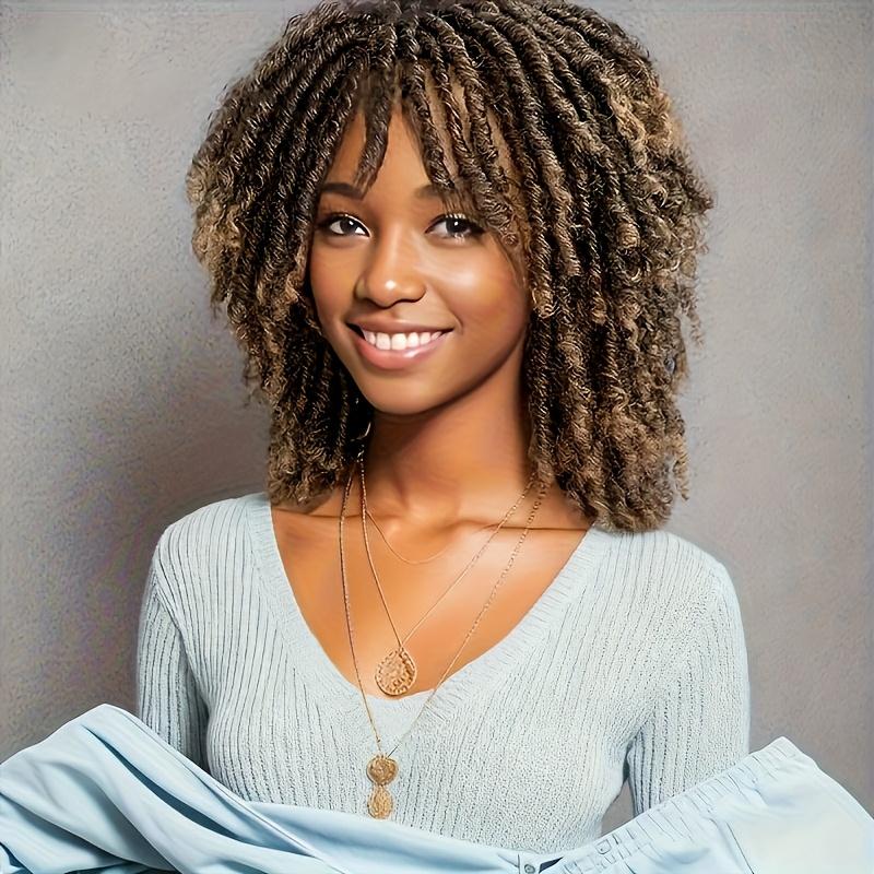 [1pcs Afro Dreadlock Wig] Bellqueen Afro Dreadlock Wig, 100% High Temperature Fiber, Unisex Adult Sports Style, 180% Density Afro Curly Kinky Hair, Rose Net Cap, Synthetic Braids, Breathable Layered Faux Locs