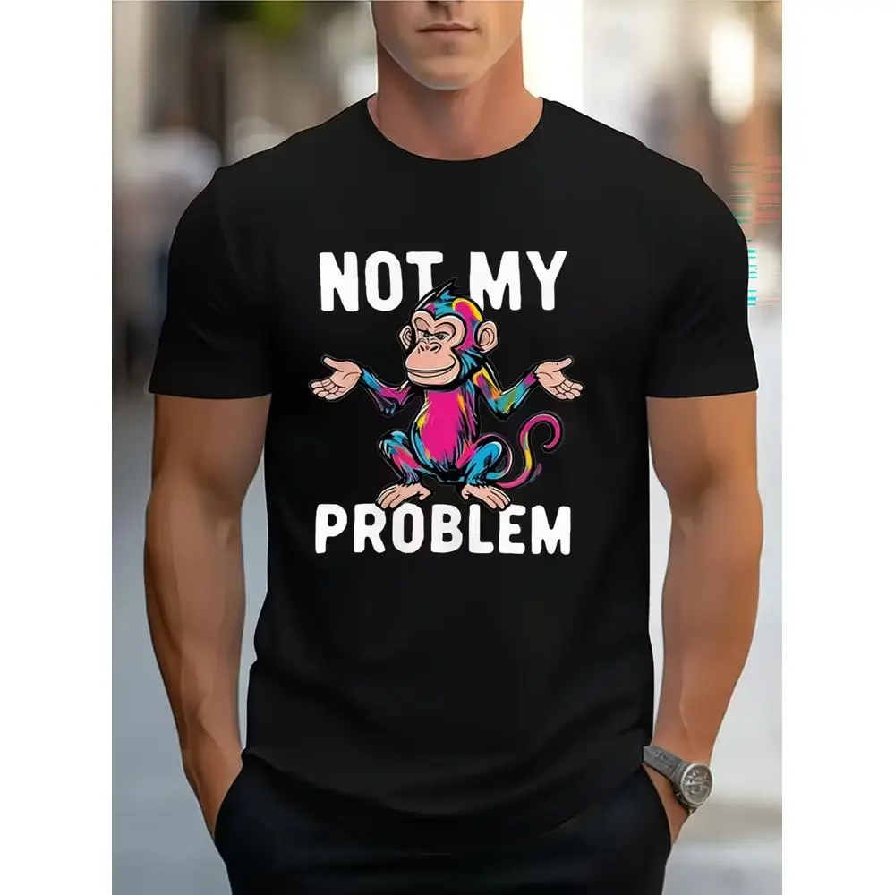 Funny Pop Art Monkey T-Shirt |   "NOT MY PROBLEM" Colorful Graffiti Cartoon Ape Graphic Tee
