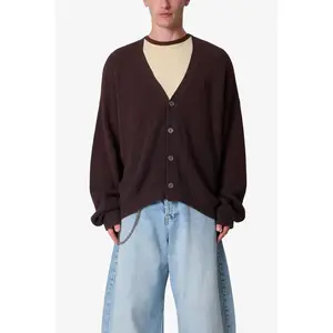 mnml Waffle Cardigan Sweater - Brown