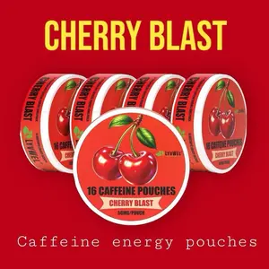 CHERRY BLAST-5 Jars Every Jars contains 16 Pouches Every Pouch contains 56mg caffeine evergy drink lyvwel energy Beverage Sport Caffeinated m 150 Storage Convenience