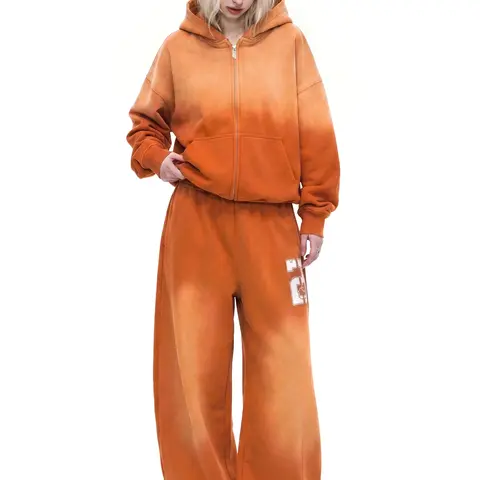 FDR Washed Cloud Zip-Up Hoodie & Baggy Sweatpants Set, Unisex Oversized Soft Fleece Two-Piece Outfit, Vintage Number Graphic, Straight Leg Low Waist Pants, Cozy Casual Streetwear for Everyday Wear,clothes for back to school