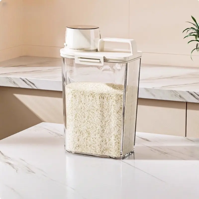 Grain Container Rice Storage Dispenser, Sealed Food Storage Box, BPA Free Plastic Kitchen Food Storage Container, Lidded Storage Container, Suitable for Rice Grains, Kitchen Storage Containers with Lids