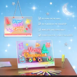 Acrylic LED Drawing Board for Kids Acrylic Dry Erase Light-Up Drawing Board with Stand Markers