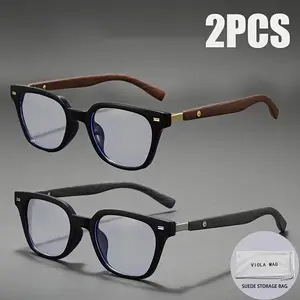 2pcs Unisex Fashion Vintage Square Reading Glasses, High-Definition Anti-Fog Design, +1.0 to +4.0 Strength, Lightweight & Durable PC Material