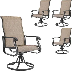 [Labor Day]Amopatio Patio Swivel Chairs Sets, Outdoor Rocker Dining Chairs with Textilene High Back&Metal Frame for Family/Garden/Backyard/Deck/Porch