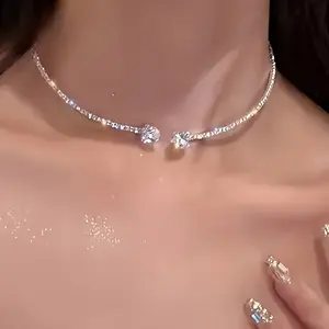 Elegant and shiny S925 silver women's necklace - features synthetic zircon, perfect for parties and everyday charm Versatile Pendant name Gold-Plated Crucifix Adjustable Heart Rate Couples Bracelet Set Stainless Steel Cuban Link earring women