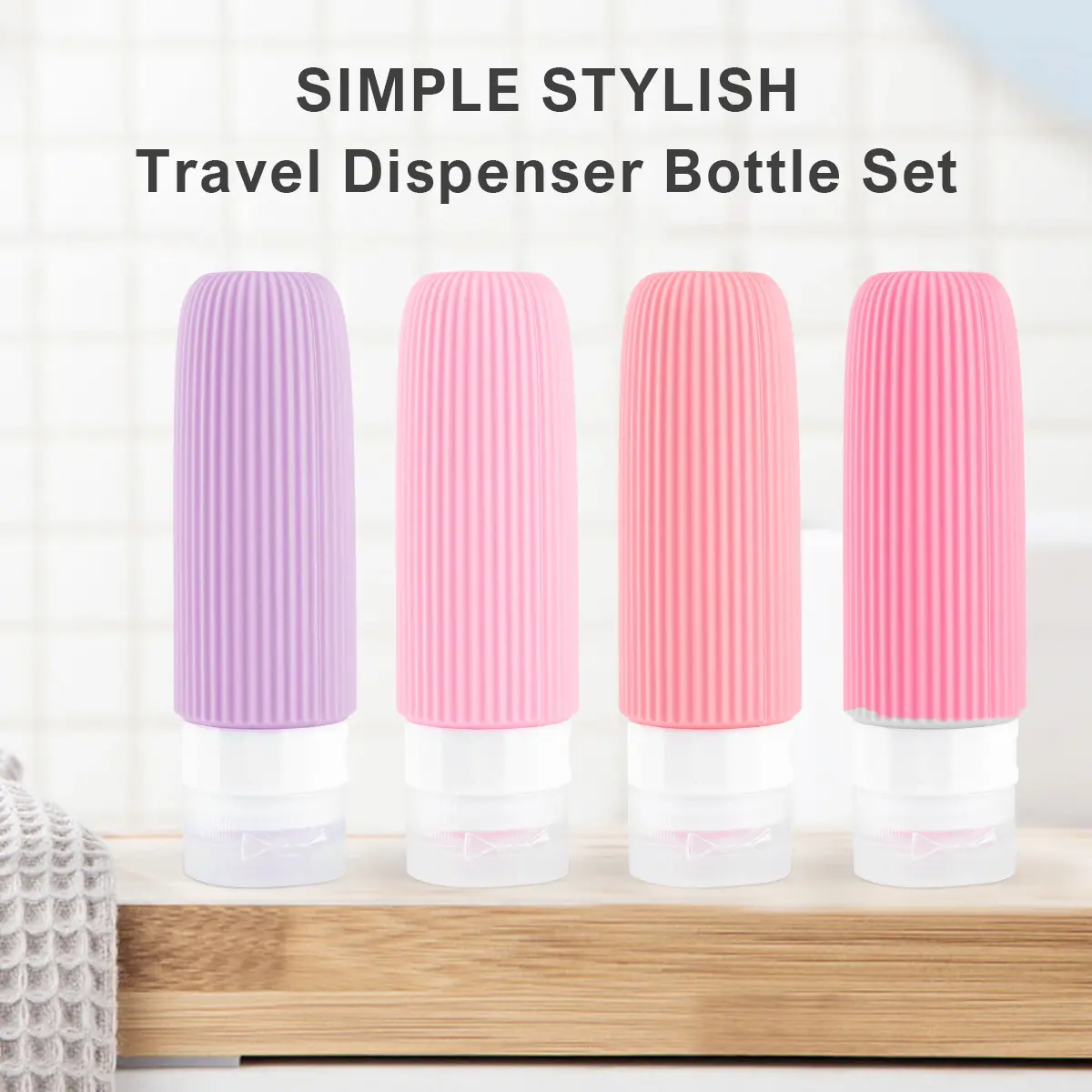 4-Pack 3oz Eco-Friendly Silicone Travel Bottles - Leak-Proof Seal, Portable, TSA-Approved Liquid Containers for Shampoo, Conditioner - Home Supplies Organizer for Travel, Gym (Storage Bottles & Jars, Toiletry Storage)
