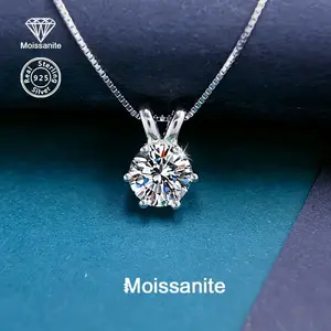 Timeless 6-Prong Moissanite Solitaire Necklace in 925 Silver #TimelessJewelry #Moissanite #LuxuryJewelry