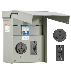 【Summervibes】VEVOR Temporary Power Outlet Panel, 20 30 Amp, RV EV Electrical Outlet Panel with NEMA 30 Amp GFCI 20 Amp Receptacle Installed, Pre-Wired IP54 Weatherproof Box, for RV Camper Car Travel Motorhome