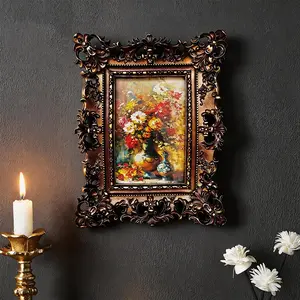 Vintage Resin Wall Frame, Detailed Frame, 1pc Decorative Photo Frame for Living Room & Bedroom, Home Decoration Photography Prop, Home Decor Accessory