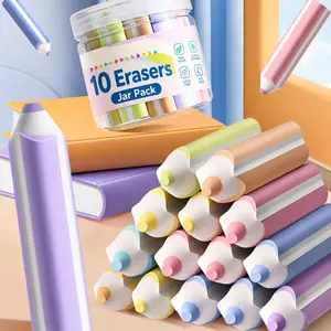 10-Piece Pen-Shaped Erasers Set, Colorful Pencil Shape Easy Erasers, Fun Pencil Erasers for Home Office Learning Use, Small Gifts