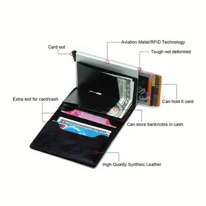 Vintage-Style Men'S Pu Leather Bifold Wallet With Rfid Blocking - Extra Capacity, Fashionable Unisex Design