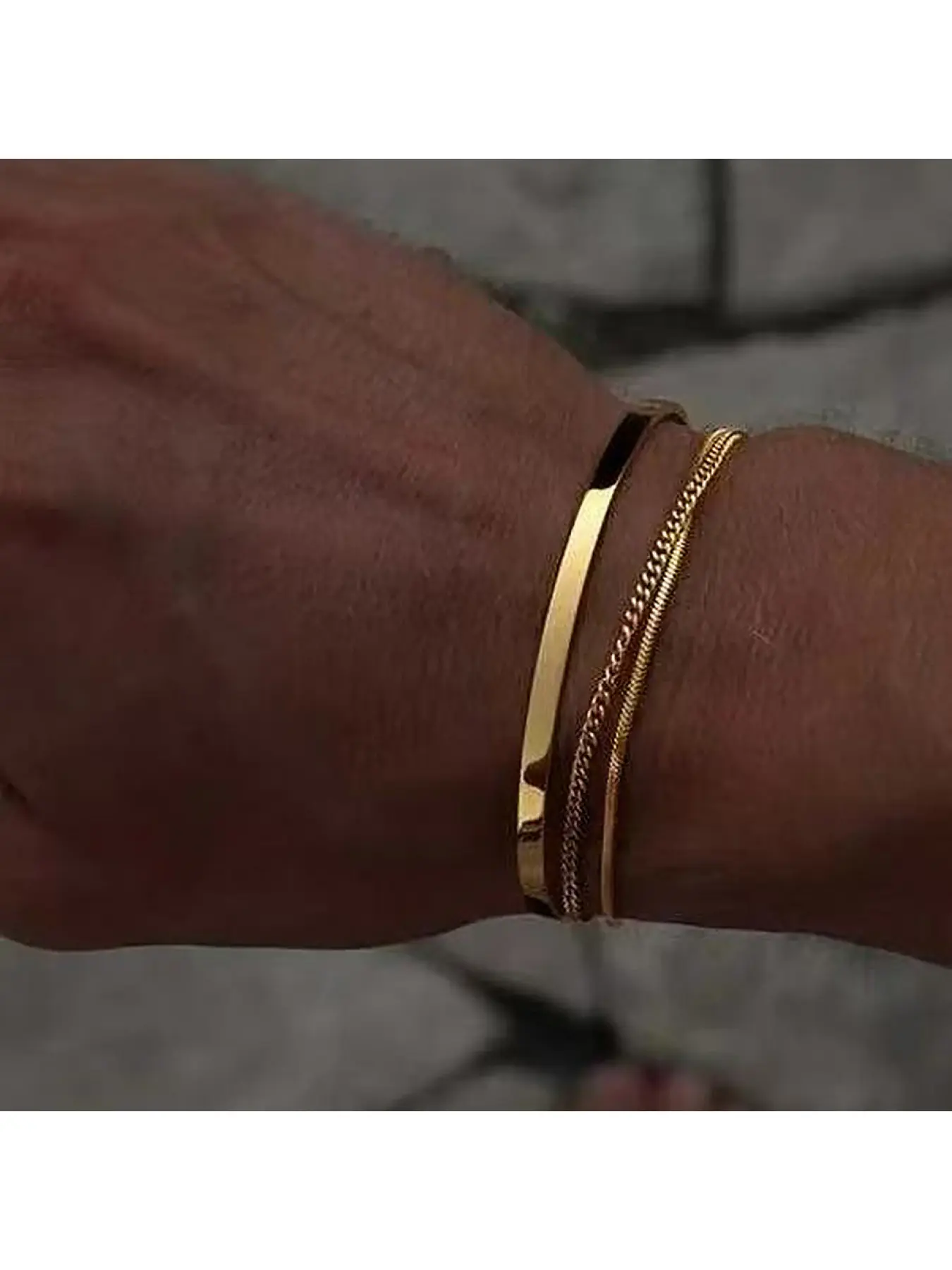 New style fashionable stackable cuff stainless steel bracelet - Trendy jewelry 3-piece layered bracelet snake-shaped box chain Cuban chain bracelet set Bracelet Bundle