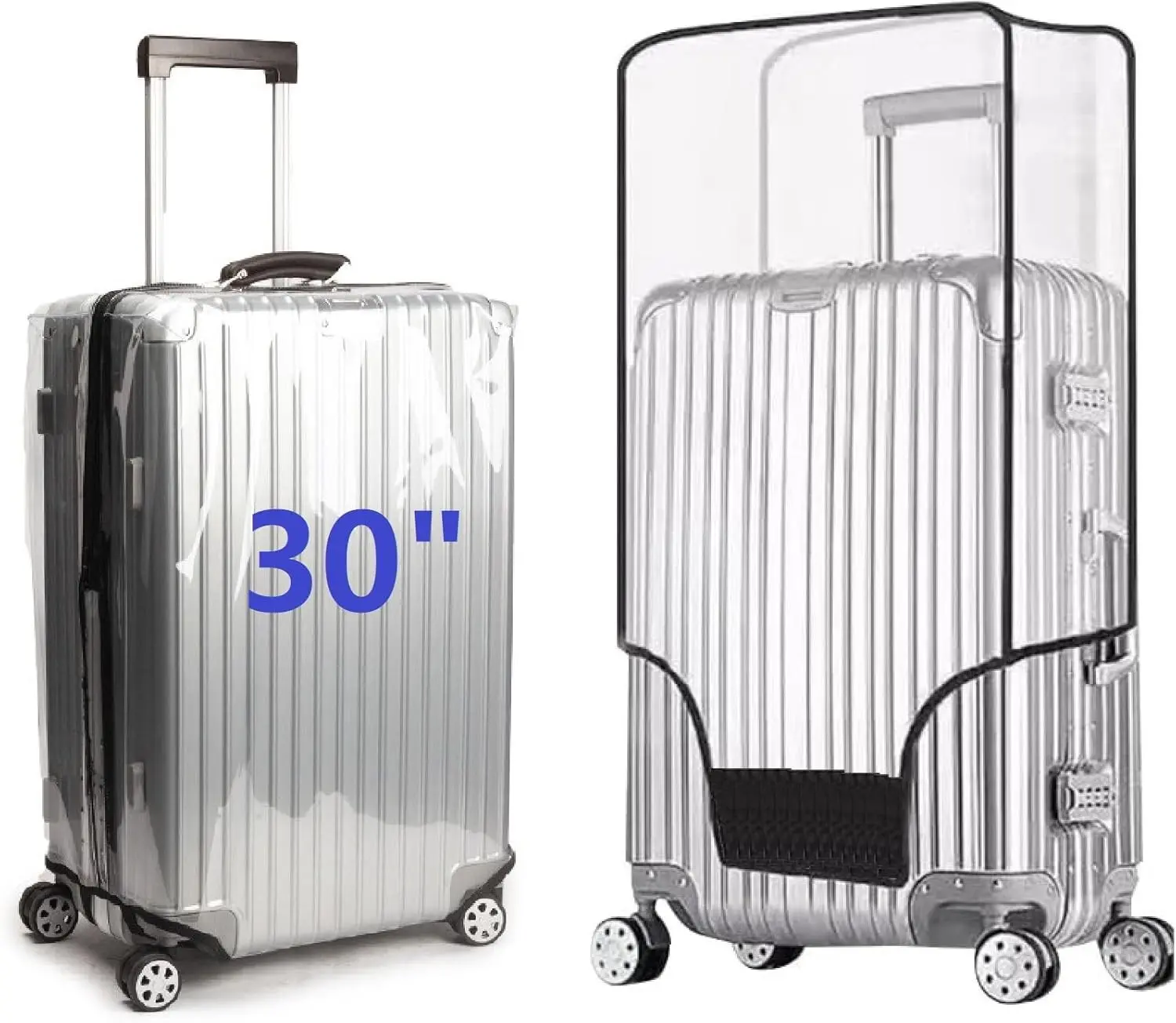 Clear PVC Suitcase Cover Protectors Transparent Luggage Cover Waterproof Wheeled Suitcase Dust Cover Dustproof Travel Luggage Sleeve Protector (30")
