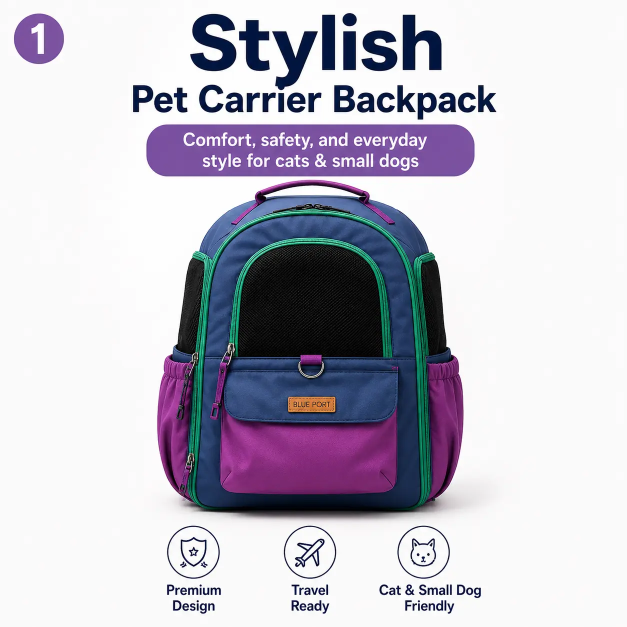 Modern Pet Carrier Backpack, Waterproof Cat Backpack with Breathable Mesh, Commuting & Weekend Trips