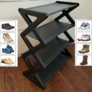 4-Tier Stainless Steel Shoe Rack Tower | Space-Saving Shoe Storage Organizer, Shoe Organizers, Easy Assembly Modern Shelf for Entryway, Bedroom & Closet
