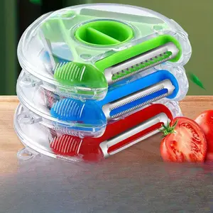 3-in-1 Peeler Kitchen Multifunctional Fruit and Vegetable Shredder Peeler Potato Shredder Cutter Vegetable Cutter Peeler Grater Three-piece Set Essential for RV Kitchen Camping