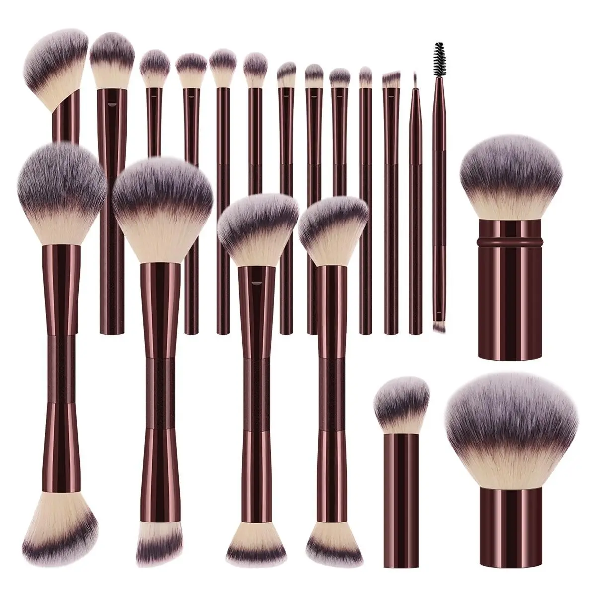 20Pcs Professional Makeup Brush Set, Cosmetic Brushes, with Travel Case, Synthetic Fiber Bristles, Rose Gold/Black Handle, Full Coverage for Foundation Blush Eyeshadow Eyebrow, Ideal for Makeup Artists & Beginners