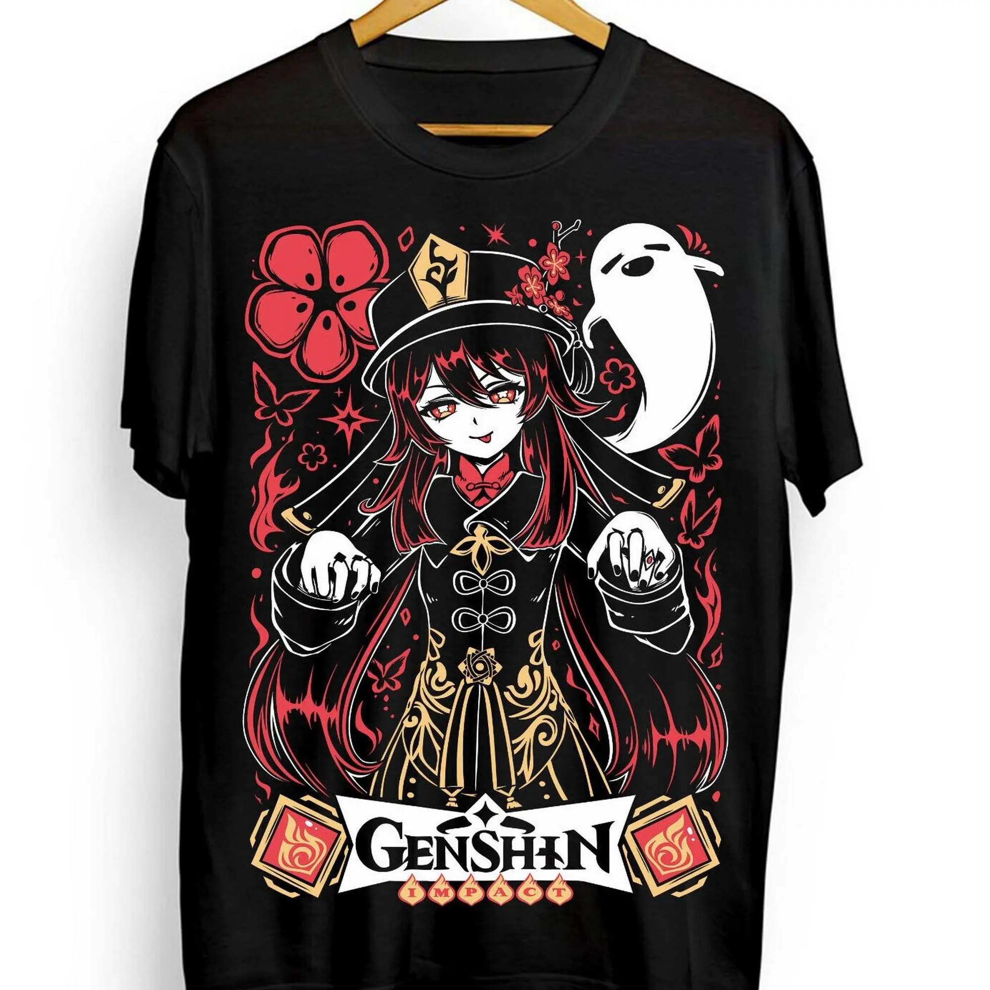 Hu Tao T-shirt Genshin Impact Gorou, anime, manga, graphic T-shirt, free shipping