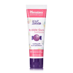 Himalaya Botanique Kids Toothpaste with Xylitol, Bubble Gum Flavor - Gentle Fluoride Free Toothpaste - Vegan, Gluten Free, SLS Free, No Artificial Flavors or Colors, 4 oz