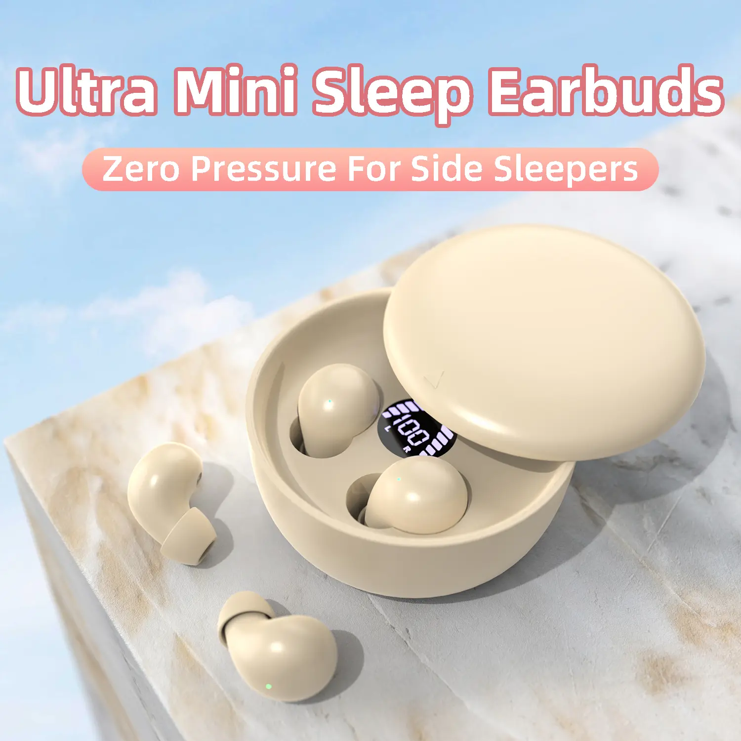 Tiny Mini Sleep Earbuds Bluetooth 5.4 Soft Silicone Side Sleeper No Pain Anti-Drop Hidden Headphones For Travel Sleep